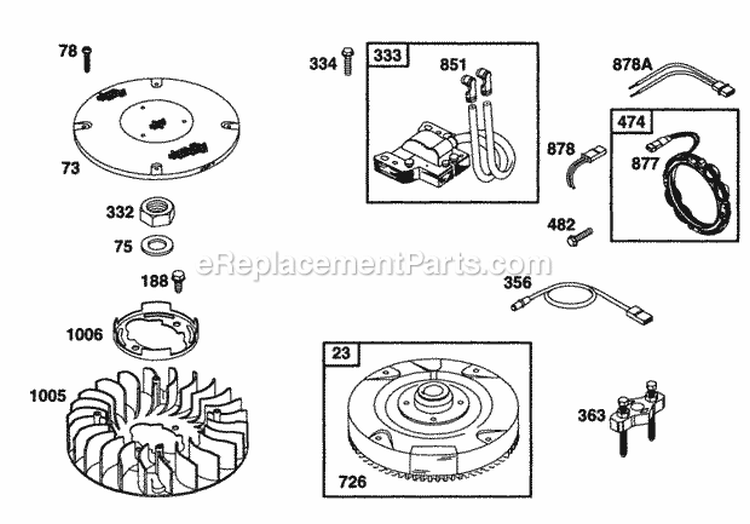 Flywheel Screen Fan Elect Diagram and Parts List for 42C777-1237-01  Briggs and Stratton Engine
